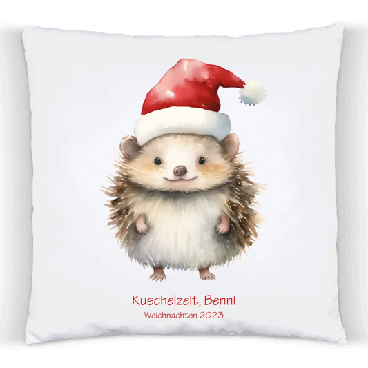 Nikolausgeschenk Weihnachtsgeschenk kuscheliges Kinder Deko Kissen Geschenk mit Igel, Name und Wunschtext personalisierbar