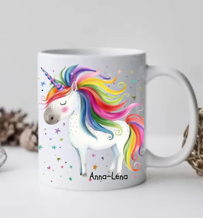 Schulkind 2024 | Einschulung Geschenk Kinder Tasse Becher Kissen Einhorn Mädchen personalisiert | Einschulungsgeschenk | Schulbeginn 1. Klasse | Geburtstagsgeschenk