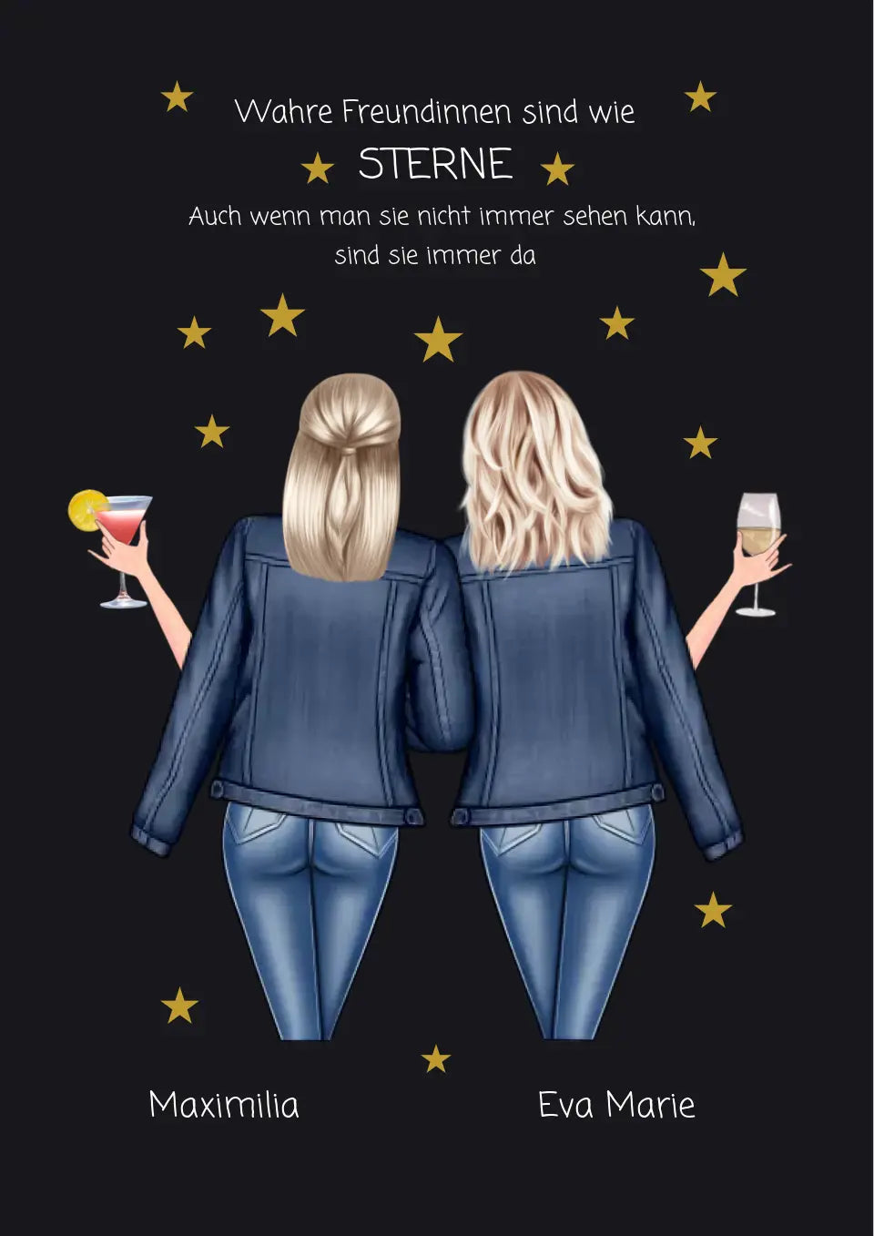 Wahre Freundinnen - 2 Beste Freundinnen Valentinstag Geschenk Poster - Freundin Bild