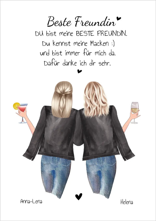 True Friends Bild ... 2 Beste Freundinnen Poster personalisiertes Geschenk