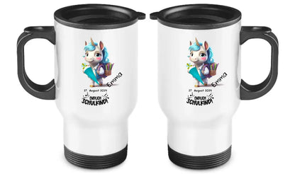 Personalisierter Becher aus Edelstahl mit Einhorn, Namen und Text | Kinderbecher Geschenk Einschulung & Geburtstag | Edelstahl-Thermobecher für Kinder personalisiert