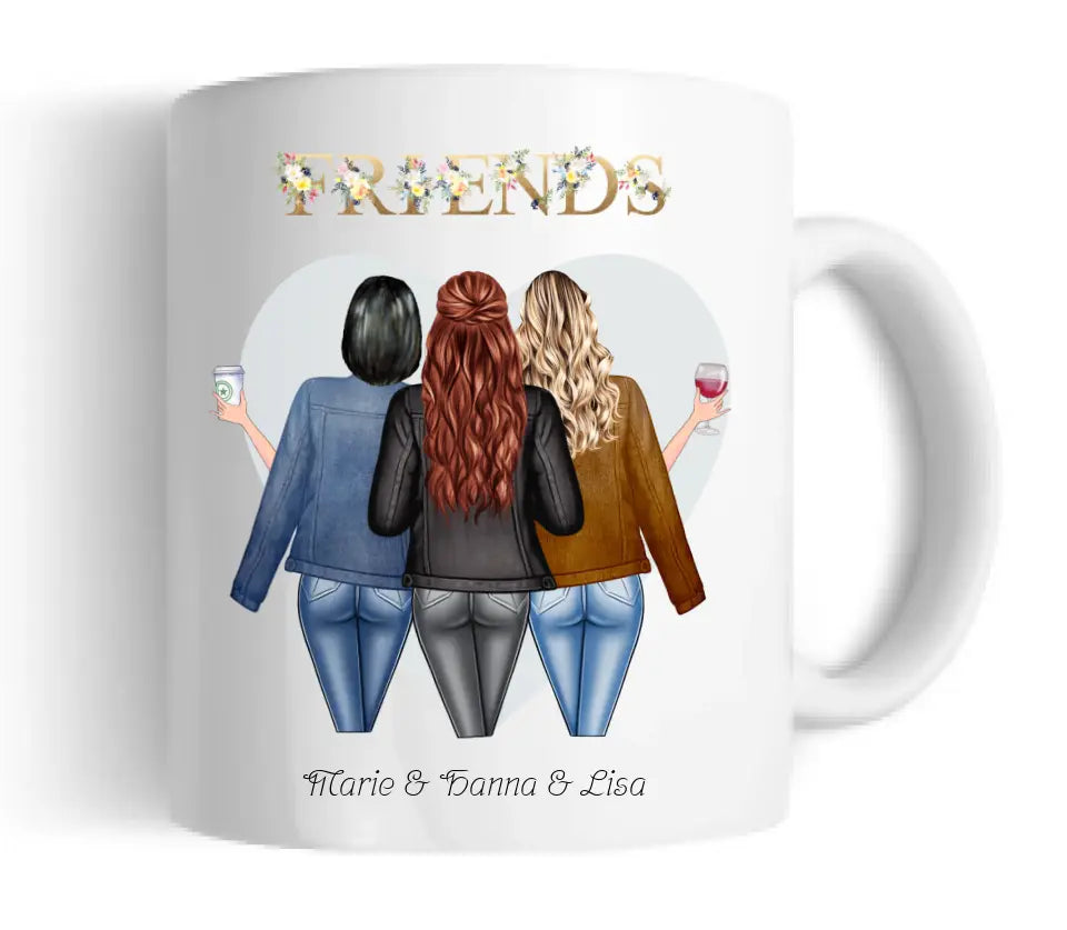 3 Beste Freundinnen Geschenk Tasse, Personalisierte Tasse Freundin, Geschenk Schwester, Geburtstagsgeschenk