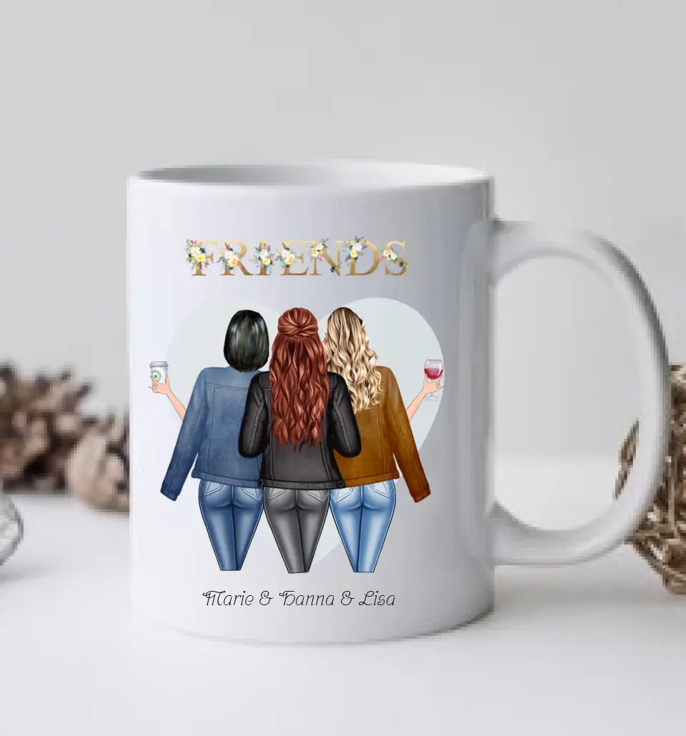 3 Beste Freundinnen Geschenk Tasse, Personalisierte Tasse Freundin, Geschenk Schwester, Geburtstagsgeschenk