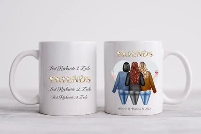 3 Beste Freundinnen Geschenk Tasse, Personalisierte Tasse Freundin, Geschenk Schwester, Geburtstagsgeschenk