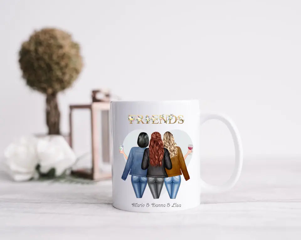 3 Beste Freundinnen Geschenk Tasse, Personalisierte Tasse Freundin, Geschenk Schwester, Geburtstagsgeschenk