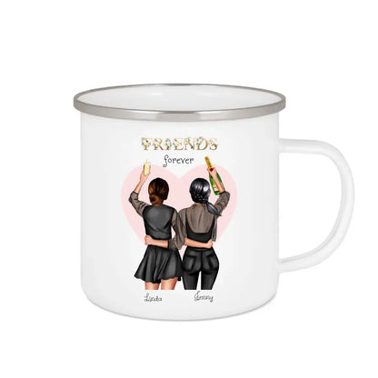 2 beste Freundinnen Geburtstagsgeschenk - Personalisierte Tasse Emaille - Best Friends forever