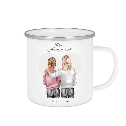 2 beste Freundinnen Geburtstagsgeschenk - Personalisierte Tasse Emaille - Best Friends Weihnachtsgeschenk