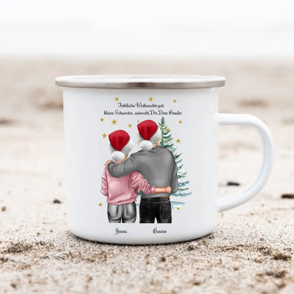 Personalisierte Tasse Weihnachten für Paare, Freundin, Freund - Weihnachtsgeschenk Emaille Tasse