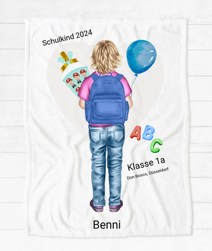 Einschulungsgeschenk oder Geburtstagsgeschenk | Kuschelige Kinderdecke Junge personalisiert | Kinderzimmerdeko