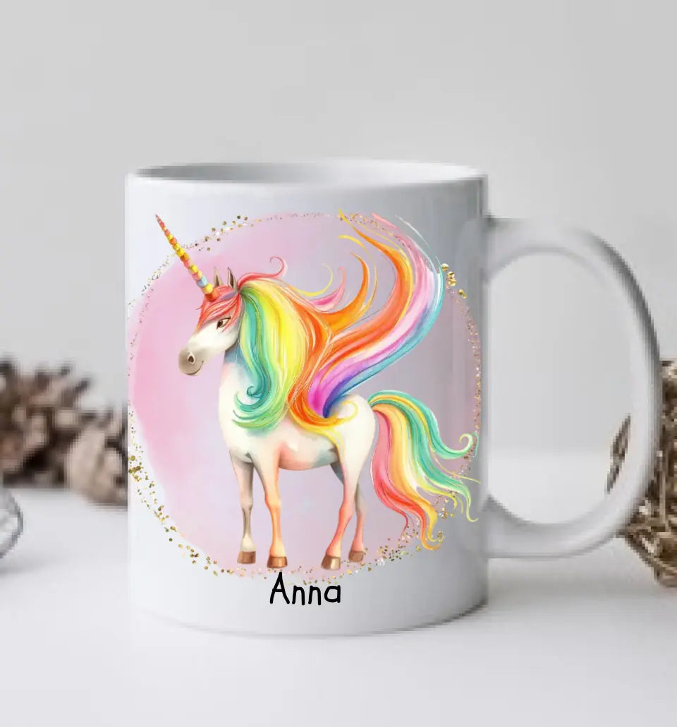 Schulkind 2024 | Einschulung Geschenk Kinder Tasse Becher Kissen Einhorn Mädchen personalisiert | Einschulungsgeschenk | Schulbeginn 1. Klasse | Geburtstagsgeschenk