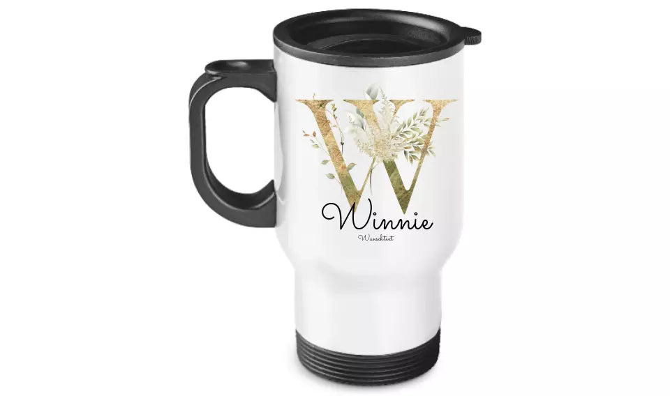 Personalisierter Becher aus Edelstahl mit Monogramm, Namen und Text