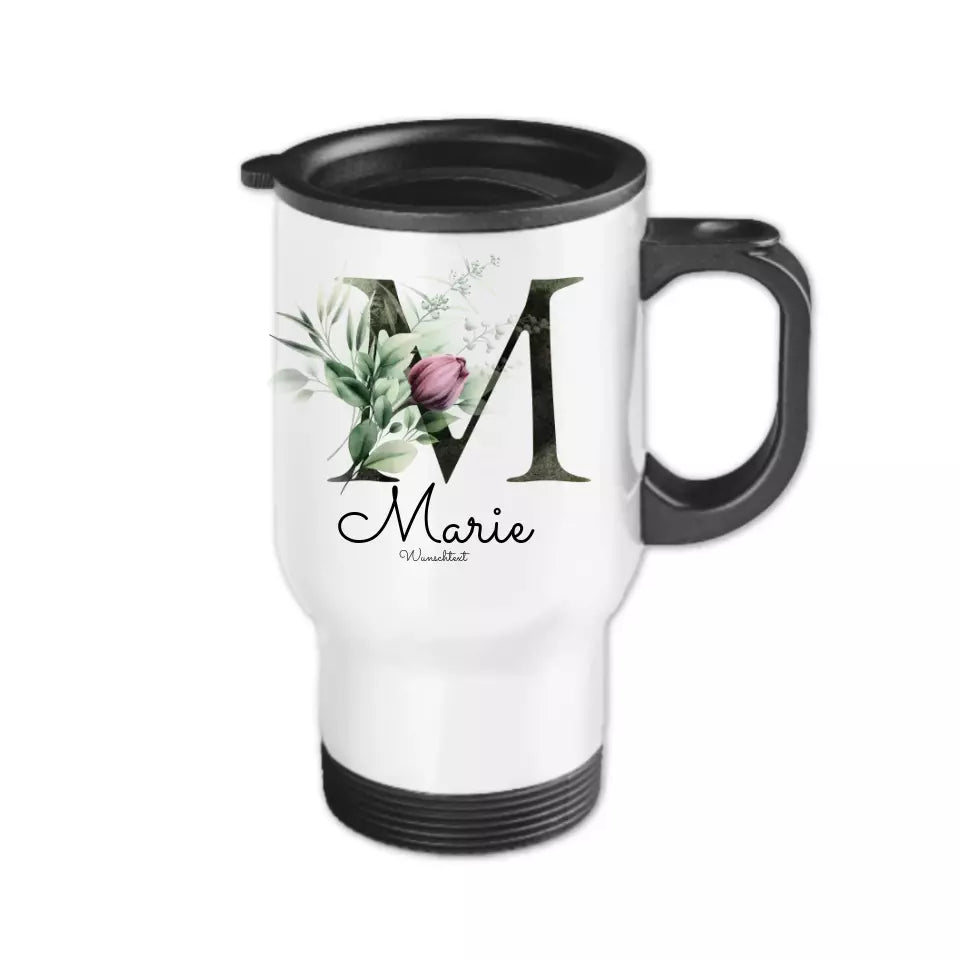 Personalisierter Becher aus Edelstahl mit Monogramm, Name und Text