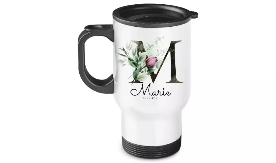 Personalisierter Becher aus Edelstahl mit Monogramm, Name und Text