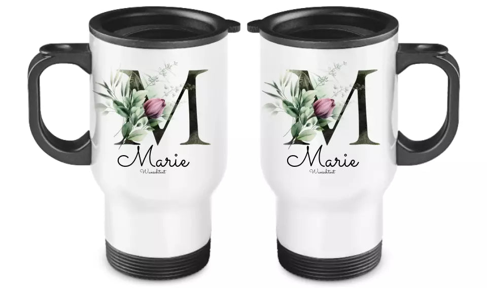 Personalisierter Becher aus Edelstahl mit Monogramm, Name und Text