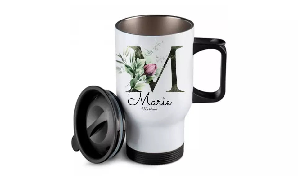 Personalisierter Becher aus Edelstahl mit Monogramm, Name und Text