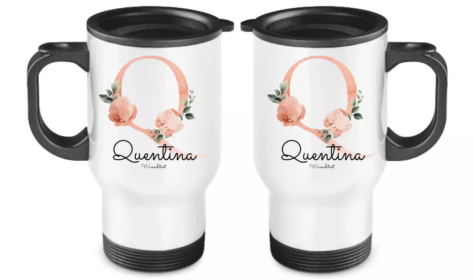 Personalisierter Becher aus Edelstahl mit Monogramm, Namen und Text