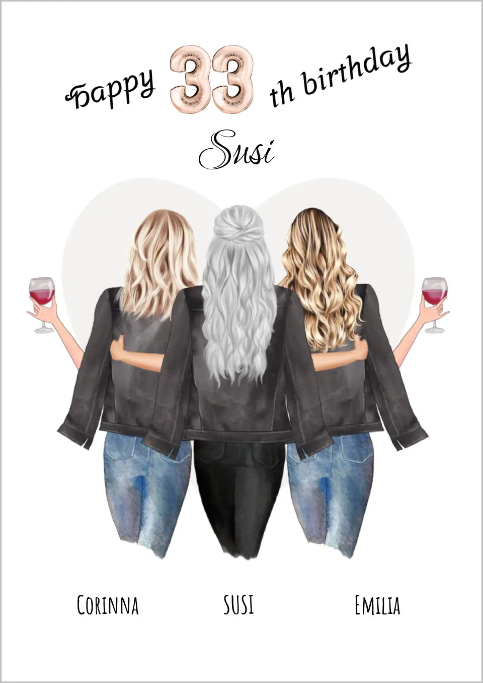 Geschenk für Freundin zum 33. Geburtstag mit Namen & Spruch