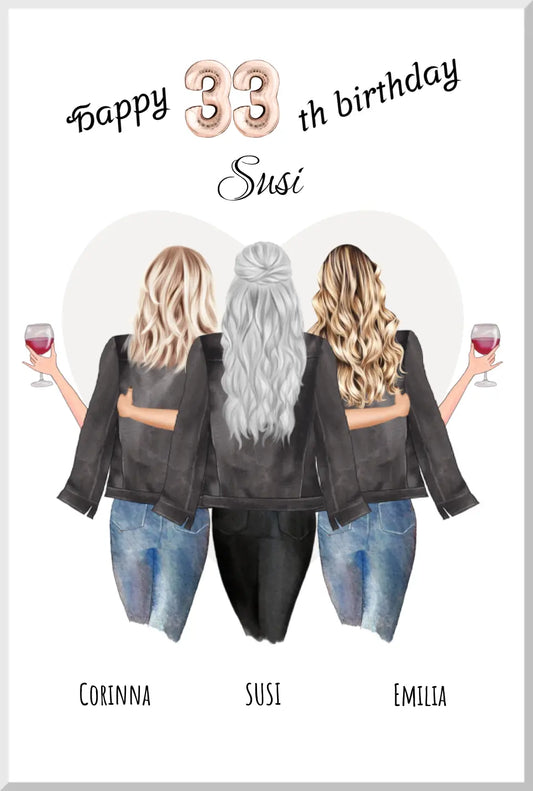 Geschenk für Freundin zum 33. Geburtstag mit Namen & Spruch Leinwanddruck Leinwandbild