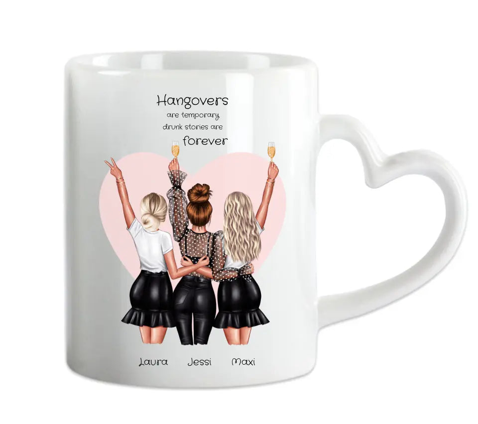 Geburtstag Geschenk Frauen personalisierte Tasse - Geschenk für Freundin / 3 Freundinnen & Mädchen - Geschenkidee mit Name