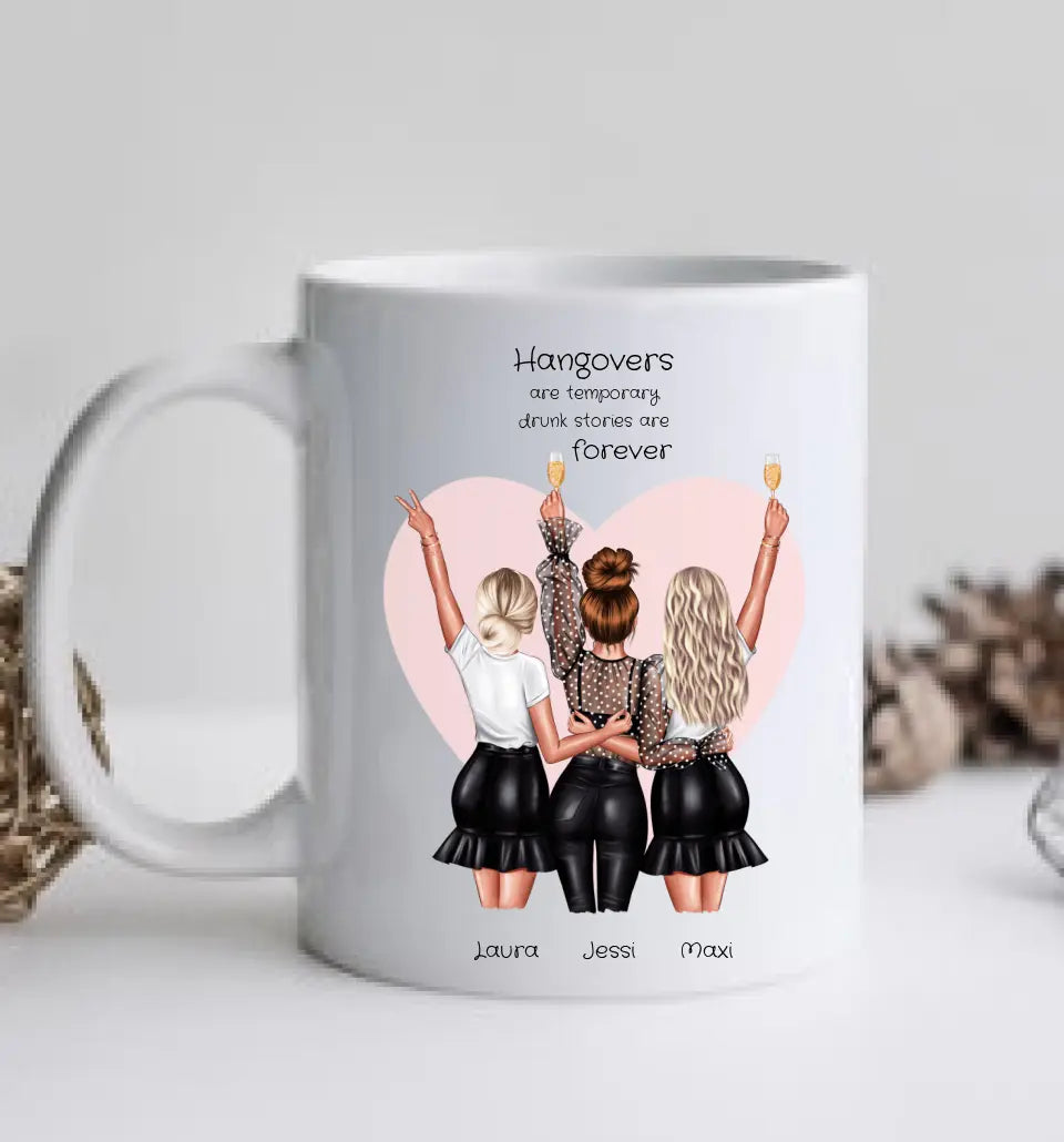 Geburtstag Geschenk Frauen personalisierte Tasse - Geschenk für Freundin / 3 Freundinnen & Mädchen - Geschenkidee mit Name