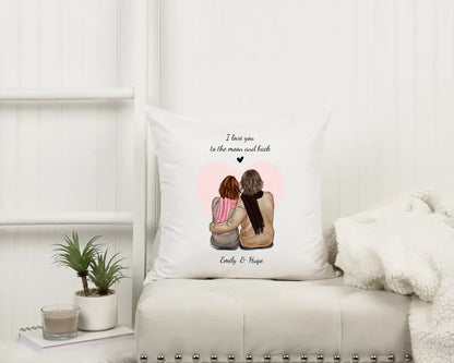 Geschenk Freundin - Geschenk Freund - Love you to the moon and back - Personalisiertes Partner Kissen