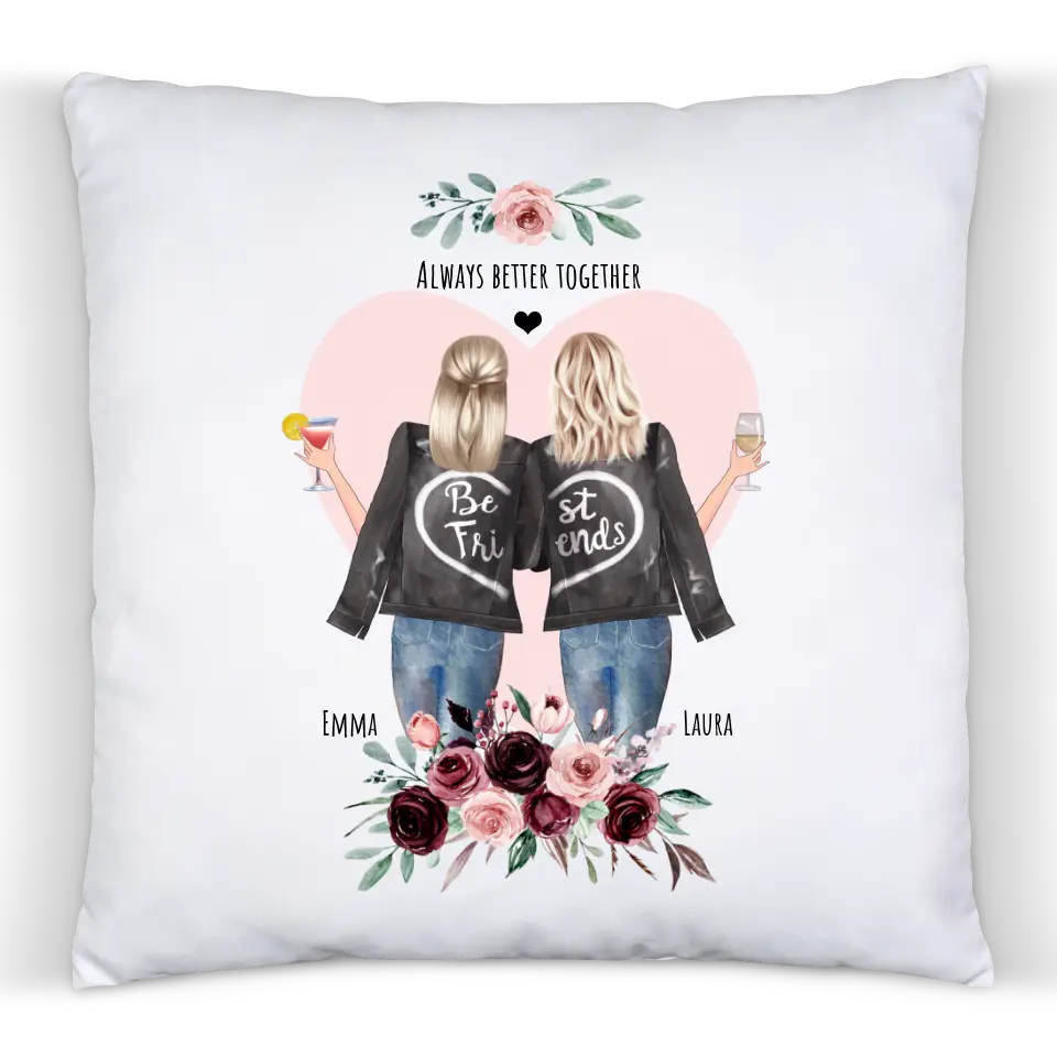 2 Beste Freundinnen Geschenk - Personalisiertes Kissen Geburtstagsgeschenk - Geschenk Mama - Schwester - Muttertag