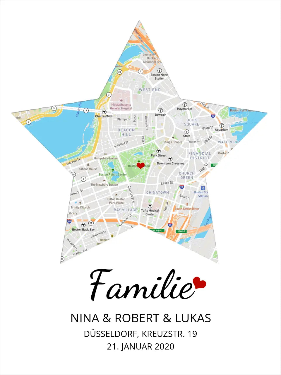 Familie Poster | Personalisiertes Stern Stadtkarten Poster | Wohnort Familie | Geschenk Einzug, Hochzeit Hochzeitstag, Jahrestag, Verlobung