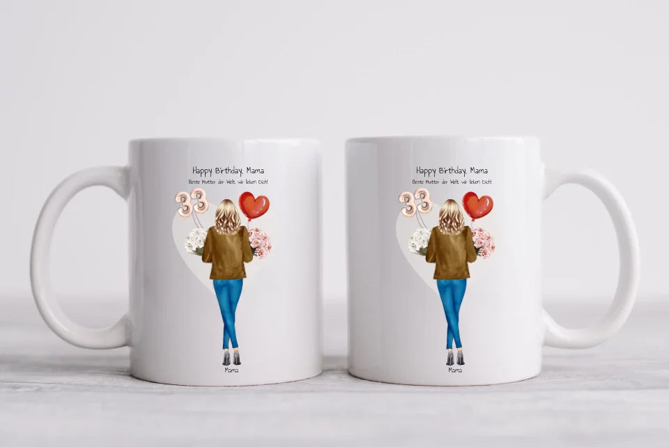 30 Geburtstag Geschenk Frau, Freundin, Mama & Mädchen Tasse personalisiert