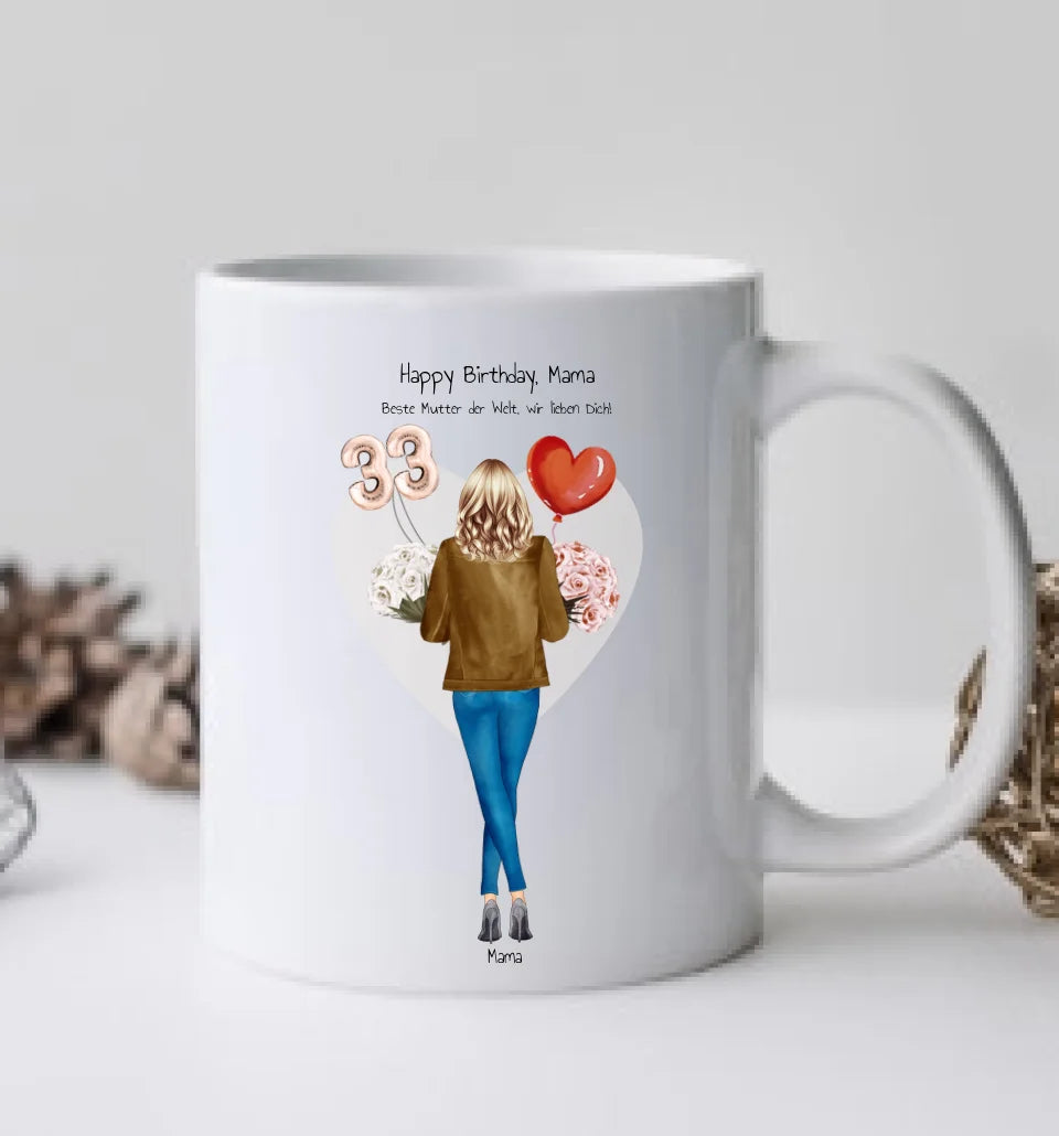 30 Geburtstag Geschenk Frau, Freundin, Mama & Mädchen Tasse personalisiert