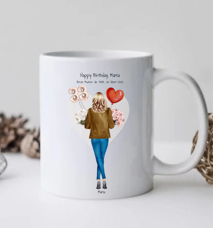 30 Geburtstag Geschenk Frau, Freundin, Mama & Mädchen Tasse personalisiert