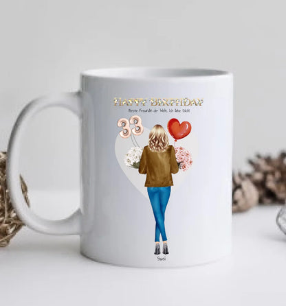 30 Geburtstag Geschenk Frau, Freundin, Mama & Mädchen Tasse personalisiert