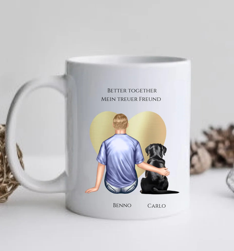 Geschenk Mädchen / Frau mit Hund Tasse personalisiert - Geburtstagsgeschenk Geschenk Hundebesitzerin Weihnachtsgeschenk