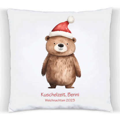 Nikolausgeschenk Weihnachtsgeschenk für Kinder Deko Kuschelkissen mit Name,  Wunschtext Bär