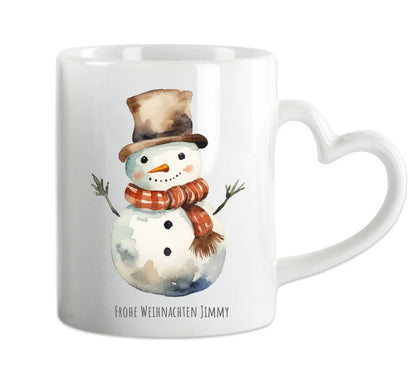 Geschenk Nikolaus, Weihnachten personalisiert -  Kindertasse, Kinderbecher, Kinderteller - Nikolaustasse, Weihnachtstasse -vmit Name & Schneemann