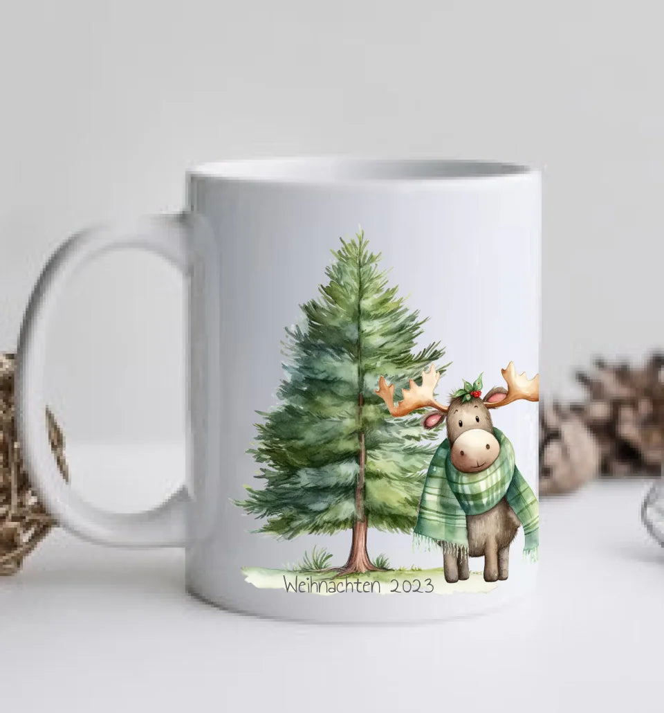 Geschenk Nikolaus, Weihnachten personalisiert -  Kindertasse, Kinderbecher, Kinderteller - Nikolaustasse, Weihnachtstasse - Eule