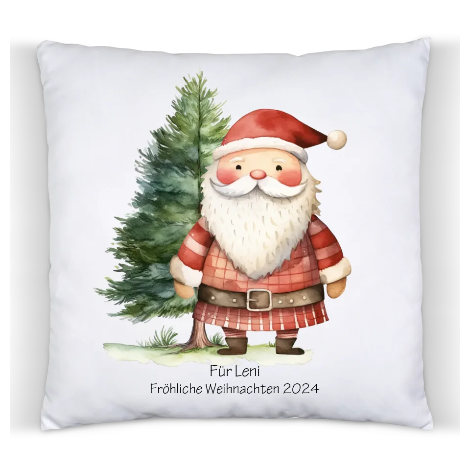 Nikolausgeschenk, Weihnachtsgeschenk Kissen personalisiert für Mädchen & Jungen -  Weihnachtsmann mit Name, Text