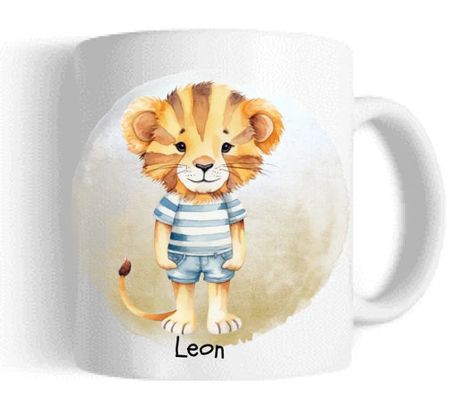 Geschenk Geburtstag Mäschen / Junge Kinderbecher- Tasse Becher Löwe personalisiert | Weihnachtsgeschenk