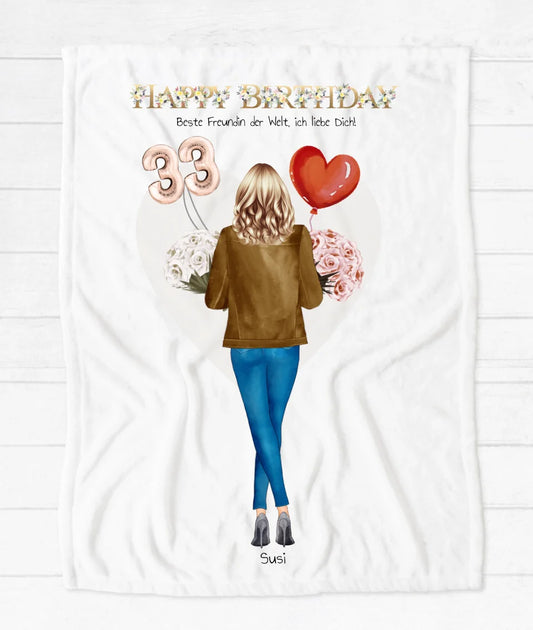 30 Geburtstag Geschenk personalisiert | Geburtstagsgeschenk Freundin, Tochter, Mama | kuschelige Fleece Premium Decke