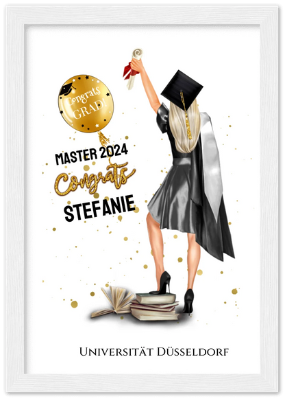 Abschlussgeschenk personalisiertes Poster Geschenk Bachelor - Geschenk Master - Geschenk Abitur - Schulabschluss Mädchen, Frau