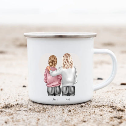 2 beste Freundinnen Geburtstagsgeschenk - Personalisierte Tasse Emaille - Best Friends Weihnachtsgeschenk