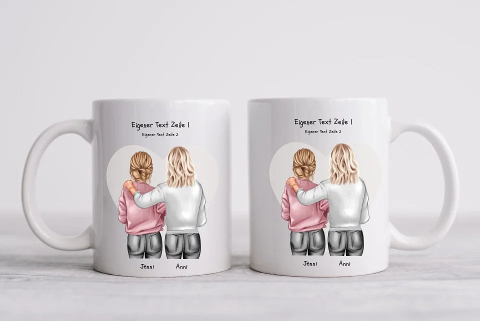 Personalisierte Tasse Geschenk für Schwester, Mutter & Tochter Bild-Kolleginnen Geschenk Schwester