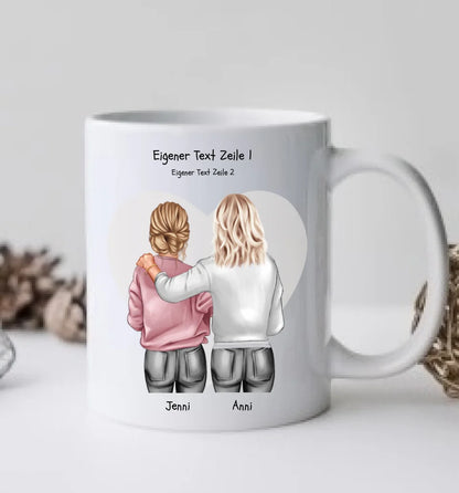 Personalisierte Tasse Geschenk für Schwester, Mutter & Tochter Bild-Kolleginnen Geschenk Schwester