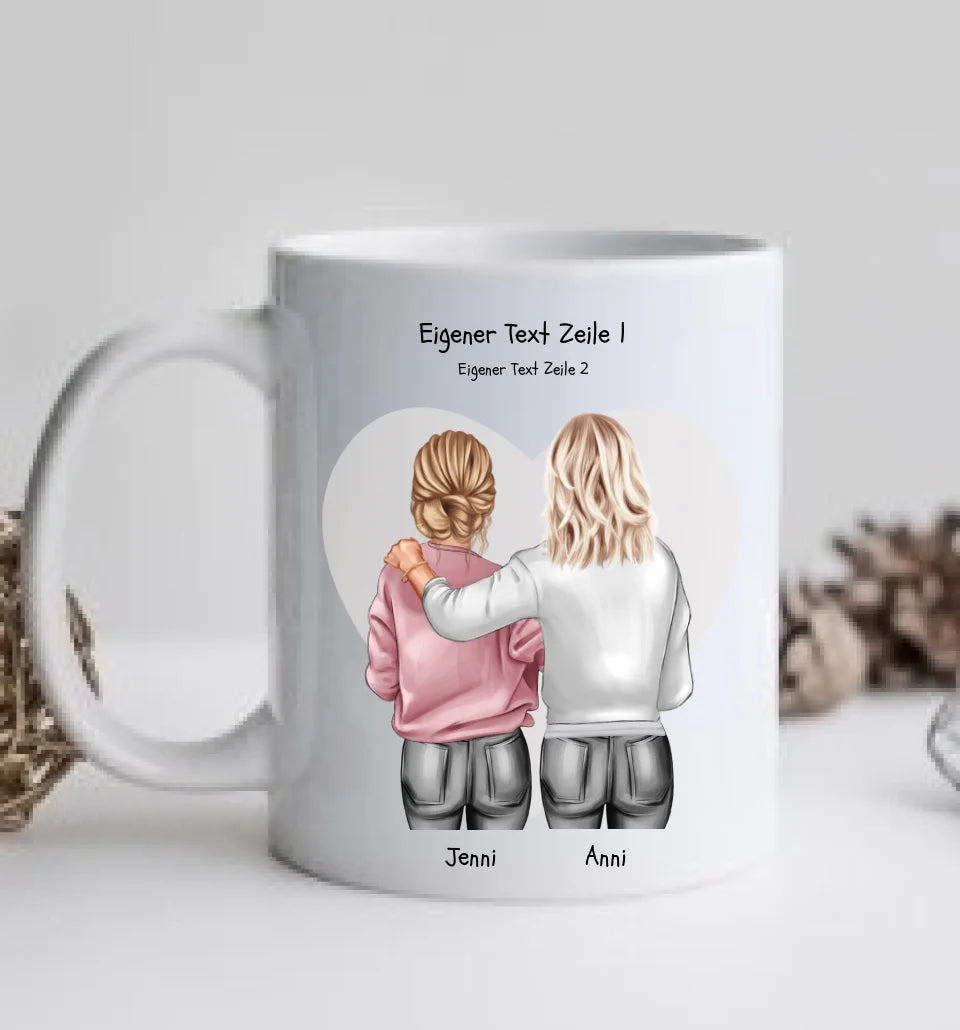 Personalisierte Tasse Geschenk für Schwester, Mutter & Tochter Bild-Kolleginnen Geschenk Schwester