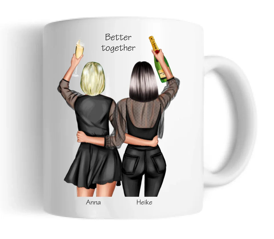 Geschenk Freundin personalisierte Tasse -  2 Beste Freundinnen Tasse - Geburtstagsgeschenk Frau, Weihnachtsgeschenk