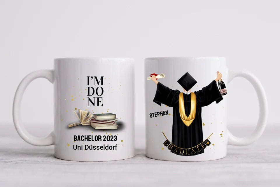 Personalisierte Tasse Schulabschluß Mann, Geschenk Bachelor, Geschenk Master, Geschenk Doktor, Promotion Geschenk Tasse, Abitur, Abi, Berufsausbildung