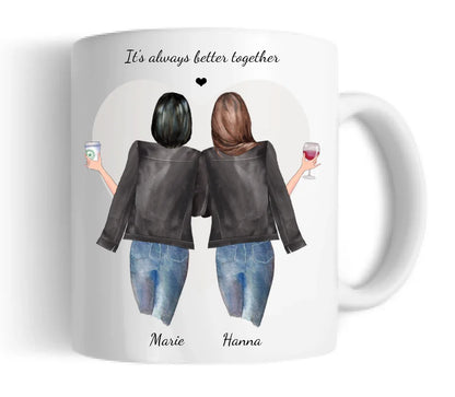 Personalisierte Tasse Geschenk für Freundin - 2 Beste Freundinnen Tasse, Kaffeebecher, Schwester, Kollegin, Weihnachtsgeschenk