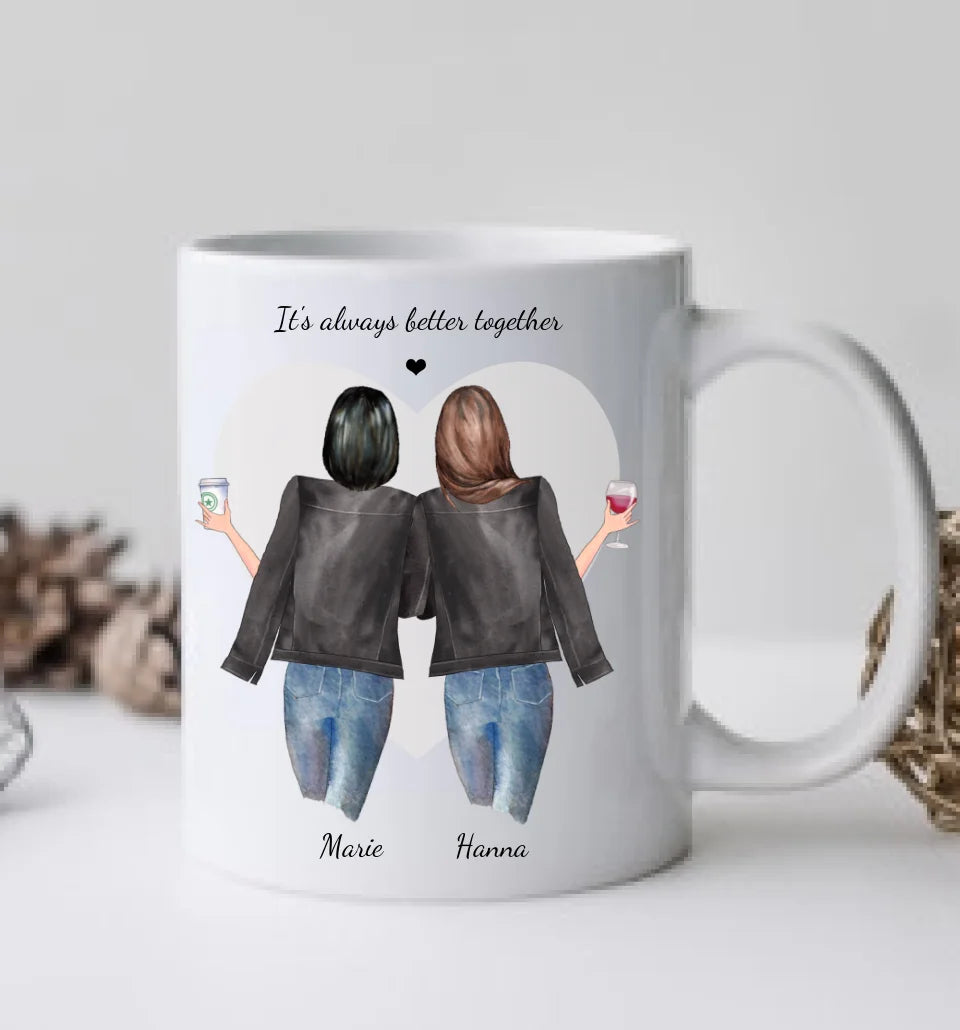 Personalisierte Tasse Geschenk für Freundin - 2 Beste Freundinnen Tasse, Kaffeebecher, Schwester, Kollegin, Weihnachtsgeschenk