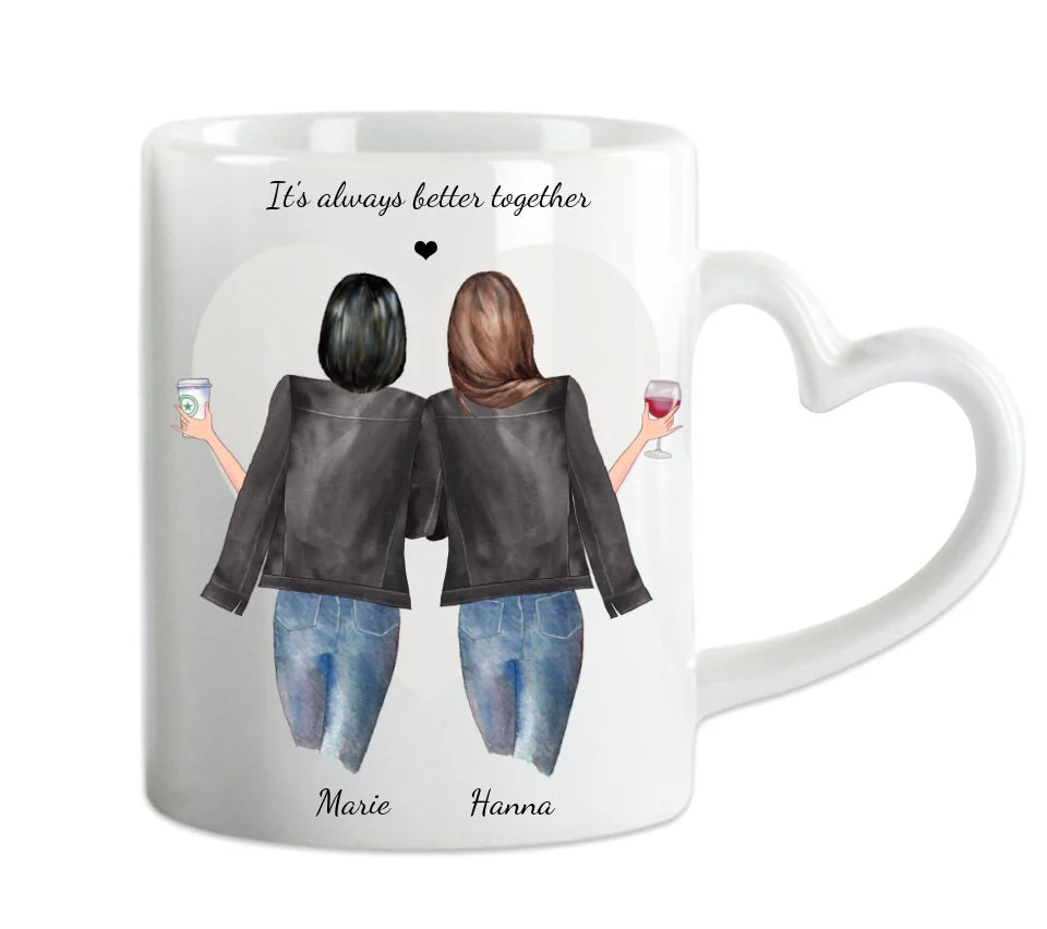 Personalisierte Tasse Geschenk für Freundin - 2 Beste Freundinnen Tasse, Kaffeebecher, Schwester, Kollegin, Weihnachtsgeschenk