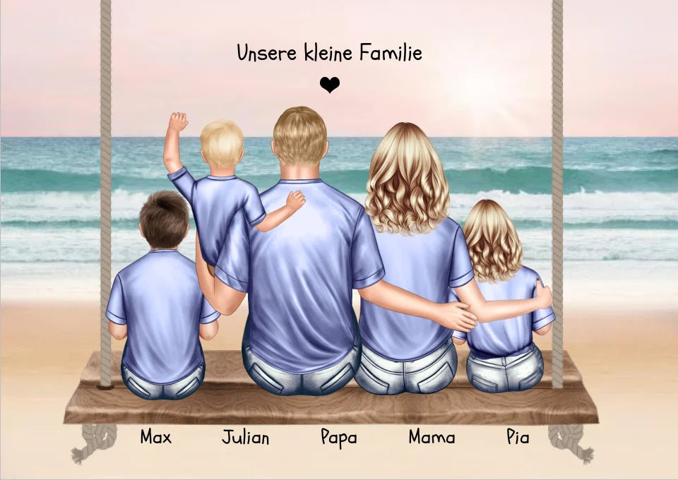 Geschenk Familie Bild mit 3 Kindern-Poster Familie-Familienbild Personalisiert-Familienposter-Geschenk Papa- Geschenk Mama Geschenk Frau Mann-Geburtstag Mama Papa