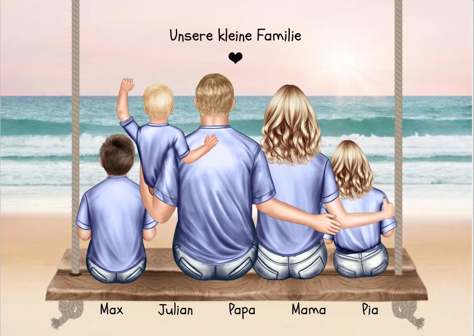 Geschenk Familie Bild mit 3 Kindern-Poster Familie-Familienbild Personalisiert-Familienposter-Geschenk Papa- Geschenk Mama Geschenk Frau Mann-Geburtstag Mama Papa